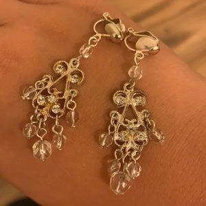 Sterling silver clip on earrings, dangling